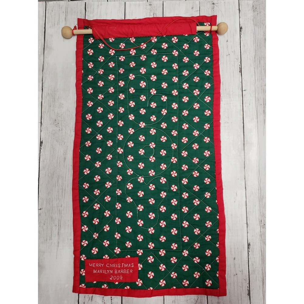 Quilted Joy Wall Hanging Handmade Christmas made 2009 12x23 - Picture 5 of 6